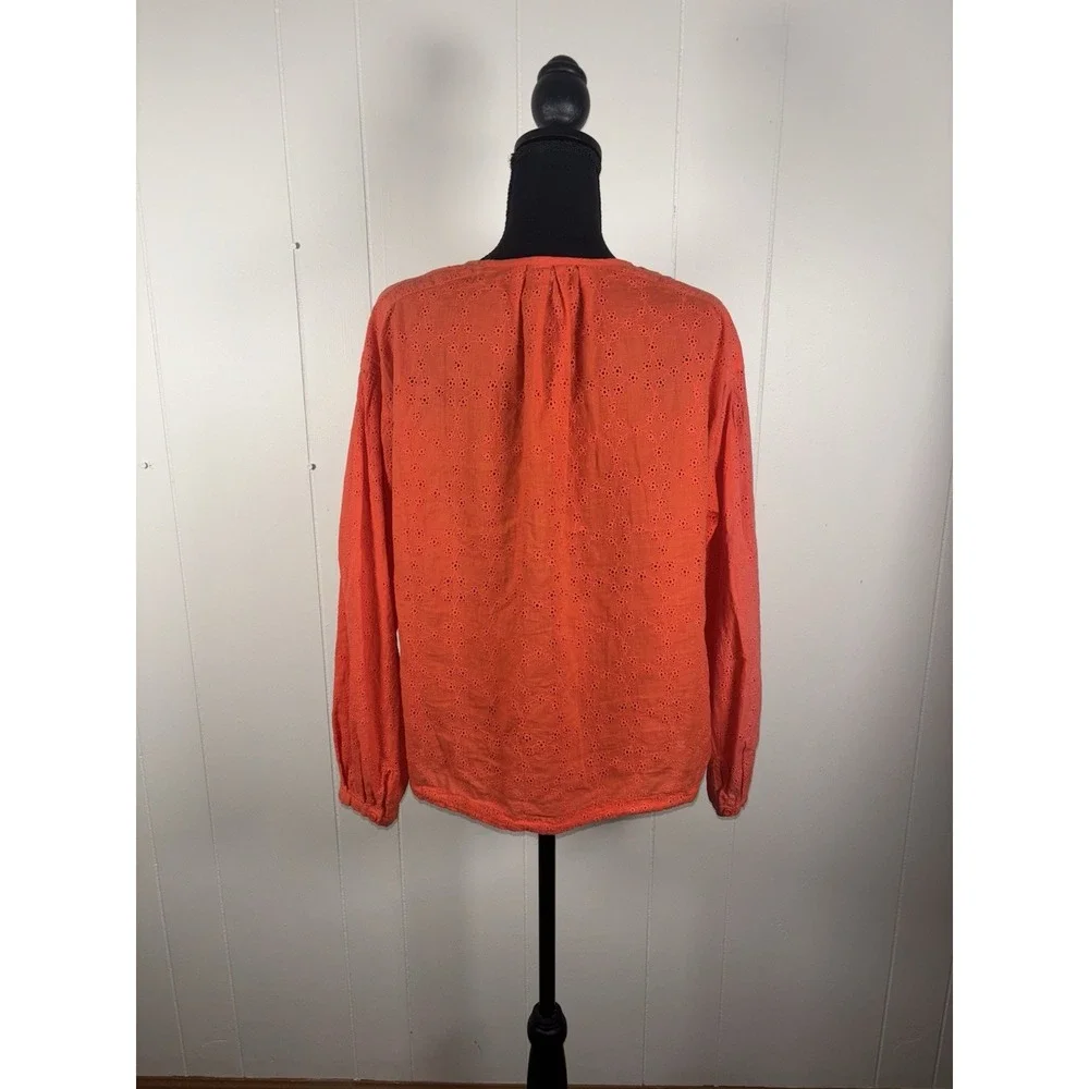 FREE PEOPLE Stars Align Cotton Eyelet Top in Orange Size M *‎